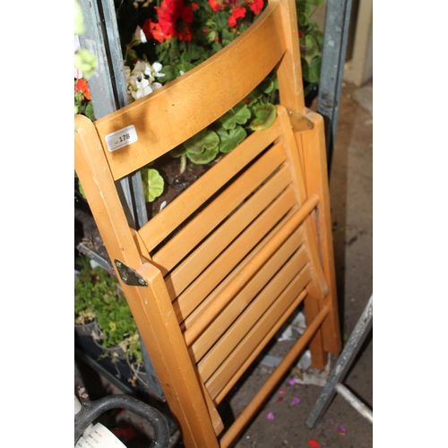 178 - WOODEN FOLDING SINGLE CHAIR