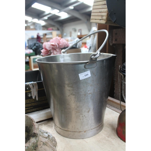 109 - HEAVY STAINLESS STEEL MILKING BUCKET