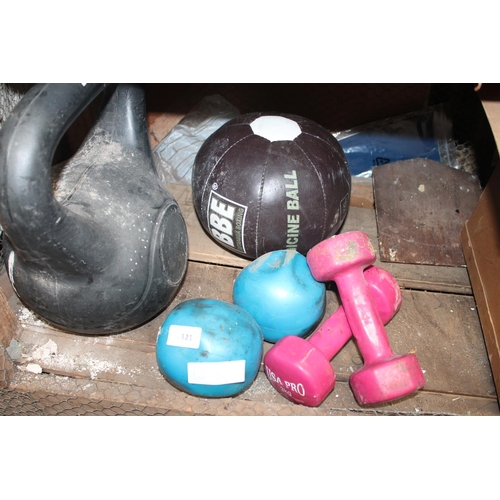 121 - KETTLE BELL, MEDICINE BALL AND OTHER WEIGHTS