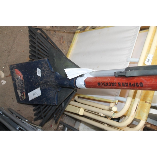 88 - 2 LARGE RAKES AND GARDEN SPADE