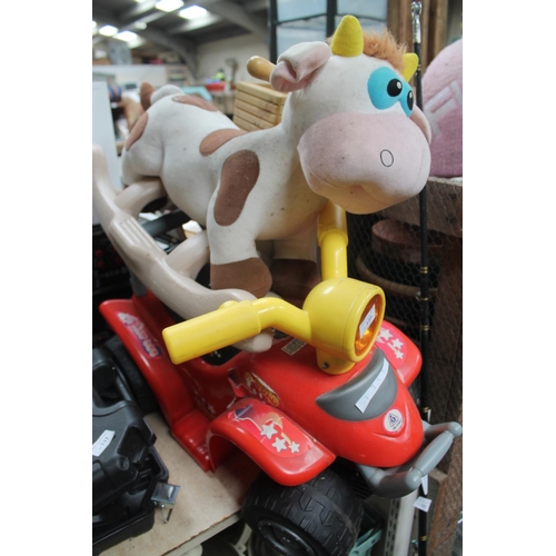 139 - CHILDS RIDE ON CAR AND ROCKING COW
