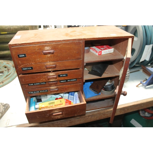 34 - WOODEN MULTI-DRAWER UNIT AND CONTENTS
