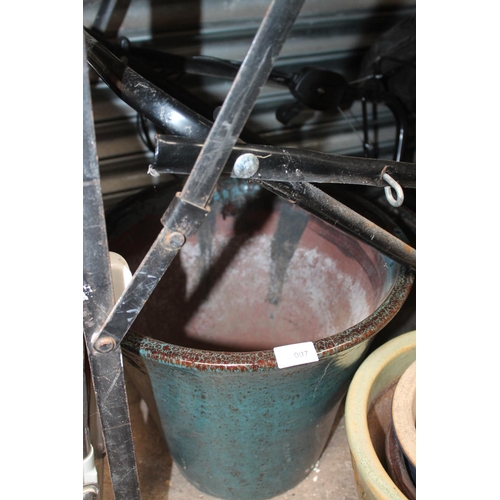 7 - LARGE TERRACOTTA GLAZED GARDEN POT