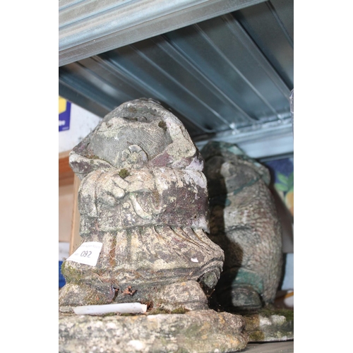 92 - 2 X CONCRETE STONE HEDGEHOG GARDEN ORNAMENTS