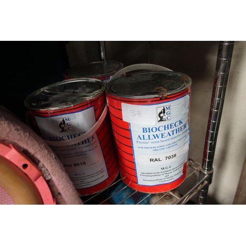 38 - 3 X CANS OF BIOCHECK ALL WEATHER RESIN BASED MASONRY PAINT