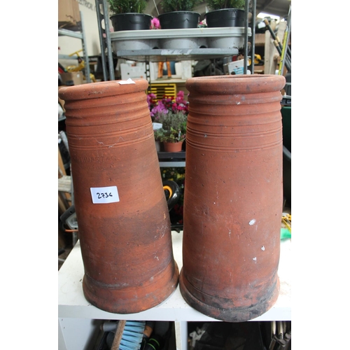 185 - PAIR OF MATCHING TERRACOTTA CHIMNEY POTS