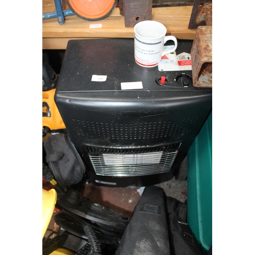 202 - PORTABLE GAS HEATER WITH 2 X CALOR BOTTLES (1 X FULL)