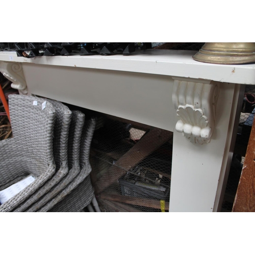 225 - WHITE PAINTED WOODEN FIRE SURROUND