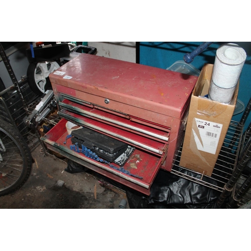 27 - METAL TOOLBOX WITH CONTENTS