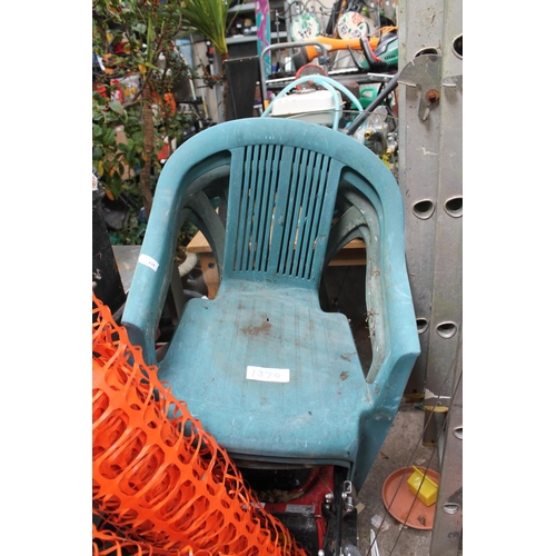 134 - 4 X GREEN PLASTIC GARDEN CHAIRS