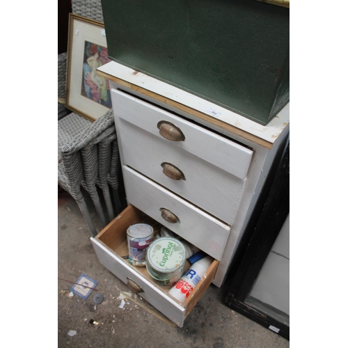 201 - WHITE 4 DRAWER PAINTED CHEST - IDEAL FOR GARAGE