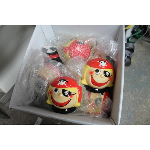 237 - BOX OF NEW KIDS PIRATE MONEY BOXES