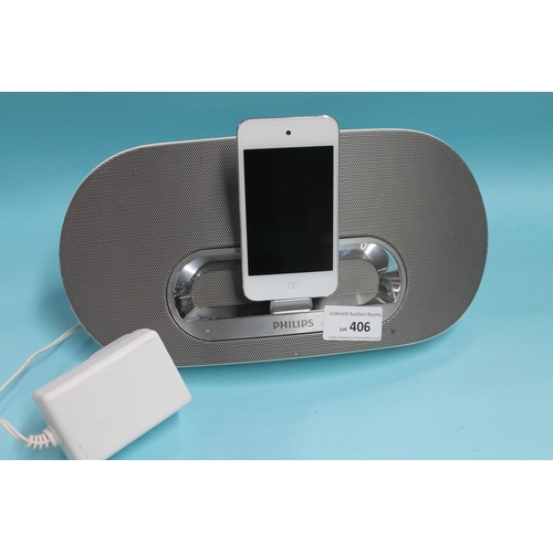 406 - PHILLIPS IPOD DOCKING STATION WITH APPLE 16GB IPOD TOUCH  (A1367)