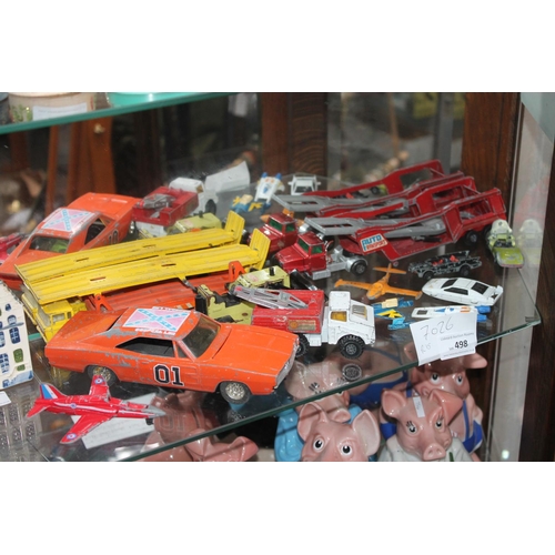 498 - QTY OF DIE CAST VEHICLES INCLUDING BACK TO THE FUTURE CAR AND MANY MORE