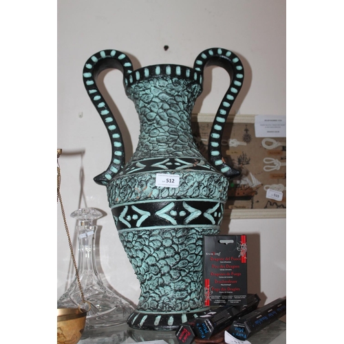 512 - LARGE GREEN AND BLACK ORNATE URN