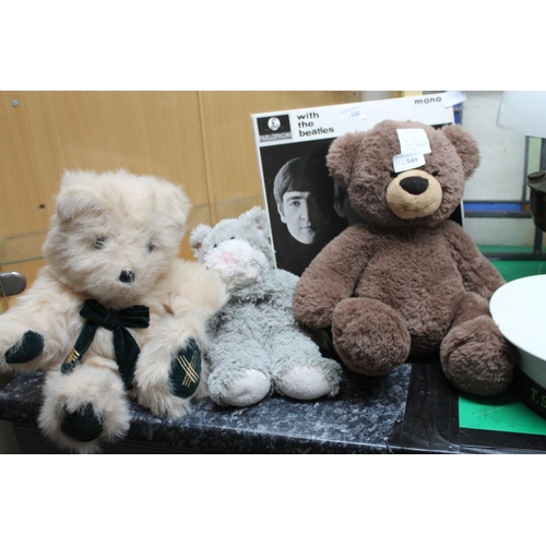 549 - 2 X CUDDLY TEDDIES AND 1 X CAT DOOR STOP