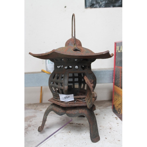 57 - CAST IRON ORIENTAL GARDEN LANTERN