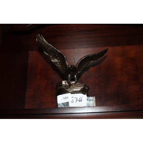 583 - CAST METAL GOLDEN EAGLE ON MARBLE BASE