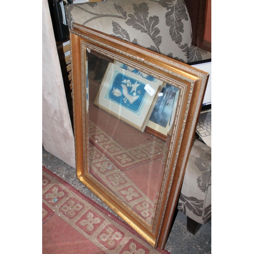 678 - GOLD FRAMED BEVEL EDGE RECTANGULAR MIRROR