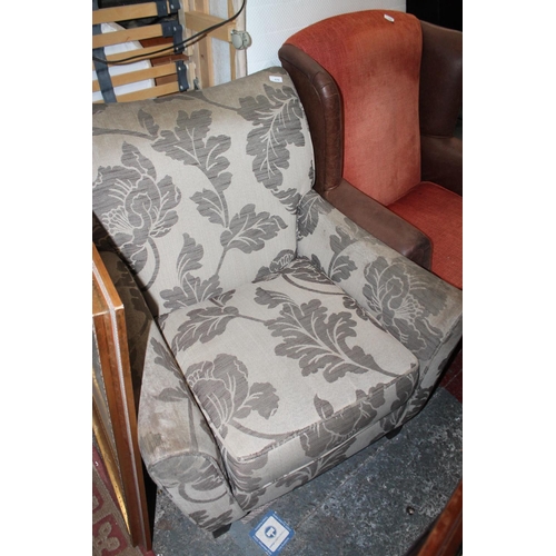 679 - LARGE FLORAL COMFY ARMCHAIR