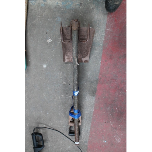 121 - BUILDERS SHOVEL, FORK AND ADZE
