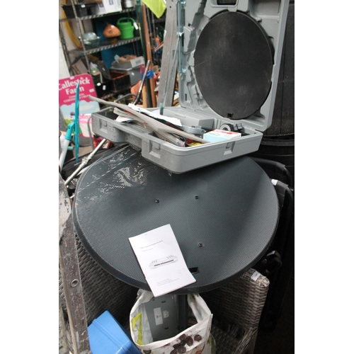 123 - BOXED CAMPING SATELITE RECIEVER PLUS DISH AND ACCESSORIES