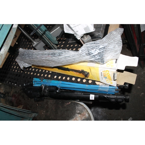 130 - FOLDING MUSIC BOOK STAND AND SILVER CREST CAMERA TRI-POD PLUS ANOTHER BOXED CAMERA TRI-POD