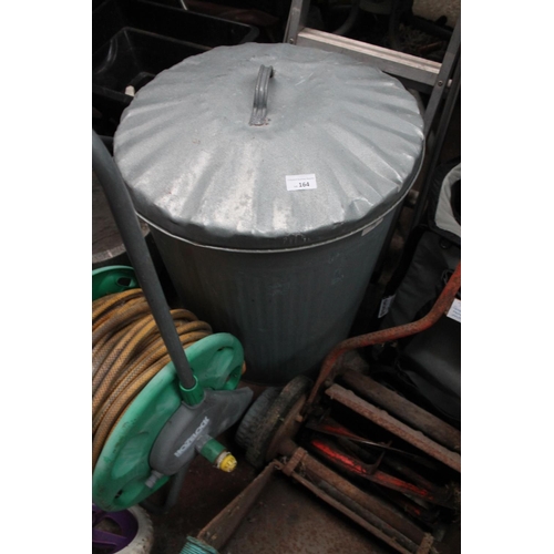 164 - GALVANISED BIN WITH LID
