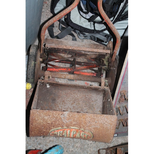 169 - MANUAL PUSH ALONG MOWER AND COLLECTION BOX