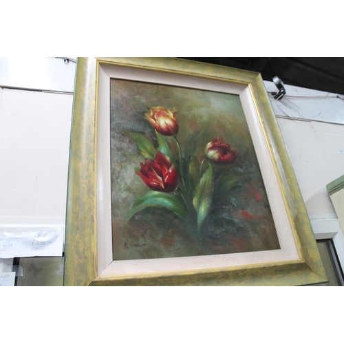330 - TULIP OIL PAINTING R HARRISON RWA GALLERY. ORIGINAL