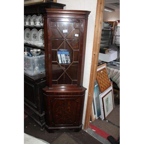 348 - CORNER DISPLAY CABINET WITH KEY