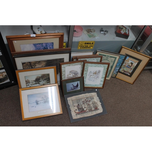 354 - QTY OF PICS INC PAPYRUS EGYPTIAN FRAMED PIC