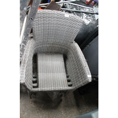 124 - SET OF 4 GREY RUSH GARDEN CHAIRS