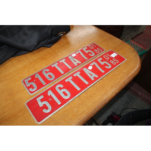 522 - 2 VINTAGE NUMBER PLATES