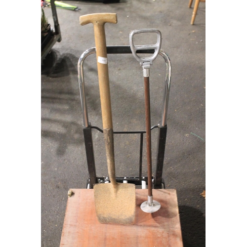 103 - 2 X GARDEN SHOVELS AND SHOOTING STICKS