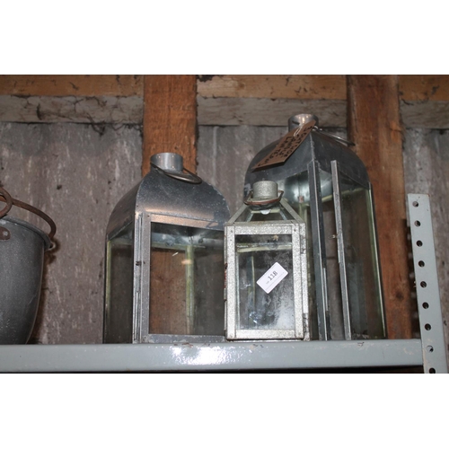 118 - 3 METAL OUTSIDE CANDLE LANTERNS