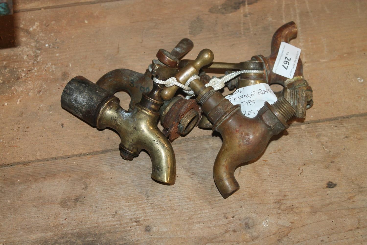 5 X VINTAGE BRASS TAPS