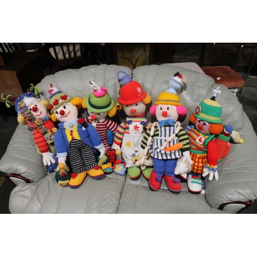 375 - ASSORTMENT OF HAND KNITTED CLOWNS TEDDIES