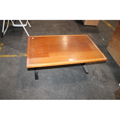 379 - VINTAGE WOOD AND METAL COFFEE TABLE