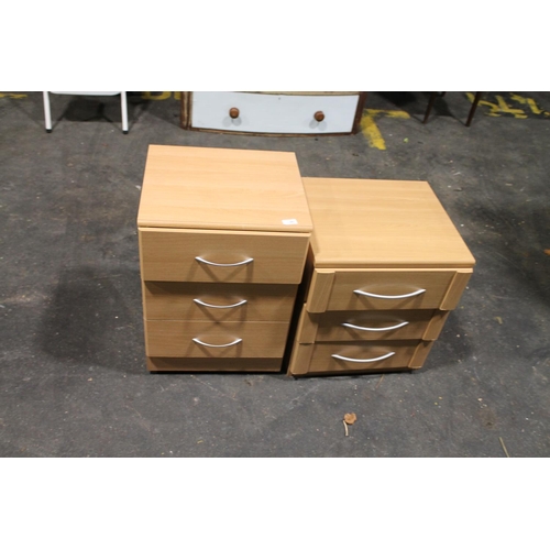 381 - 2 X THREE DRAW BEDSIDES