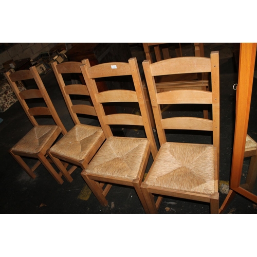 469 - SET OF FOUR SOLID LATHER BACK CHAIRS