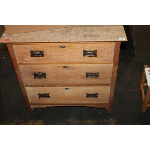 498 - OAK THREE DRAW ORNATE CHEST