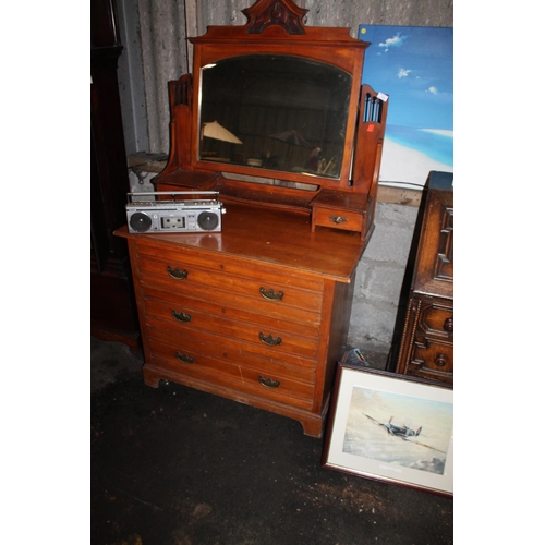 554 - EDWARDIAN MIRRORED DRESSING CHEST