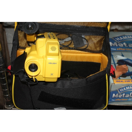 61 - BUSH VCC 200 YEL VERY YELLOW VIDEO CAMERA WITH BAG AND ACCESSORIES