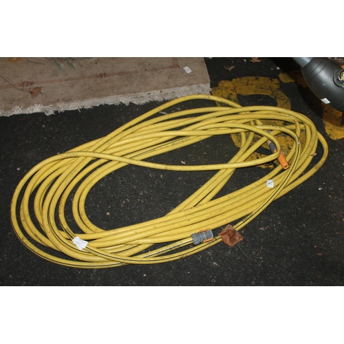 323 - YELLOW GARDEN HOSE WITH ATTACHMENTS