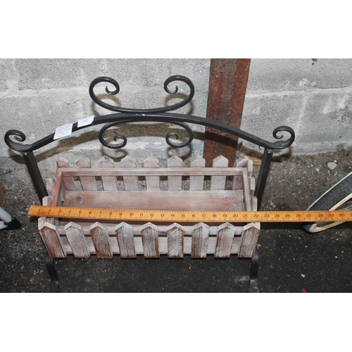 22 - WROUGHT IRON AND WOODEN PLANTER