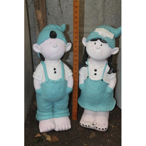 52 - PAIR OF GARDEN GNOME DECOR ITEMS CALLED PAUL AND EMMA