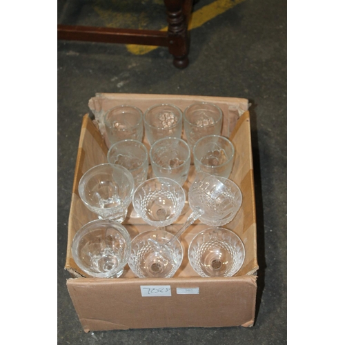 585 - BOX OF DRINKING GLASSES