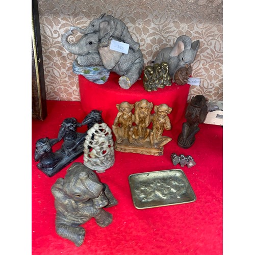 365 - QTY OF ANIMAL FIGURINES AND CARVINGS 10 items TUSKERS?