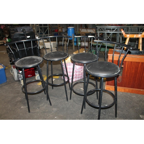 521 - SET OF 4 FAUX LEATHER TOPPED BAR STOOLS